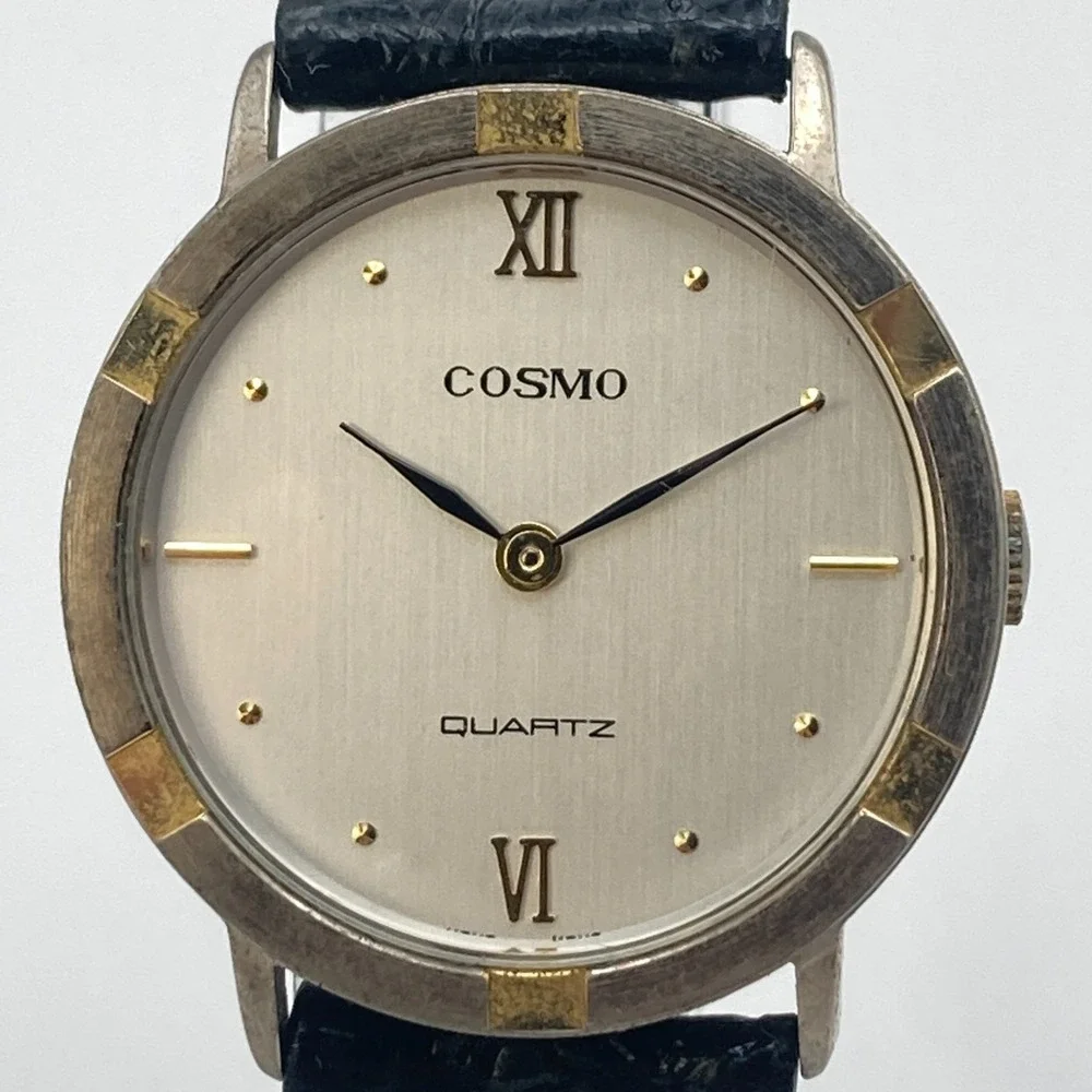 Vintage Cosmo Unisex Watch 33mm Gold Silver Tone Mens Womens New Battery 8.5